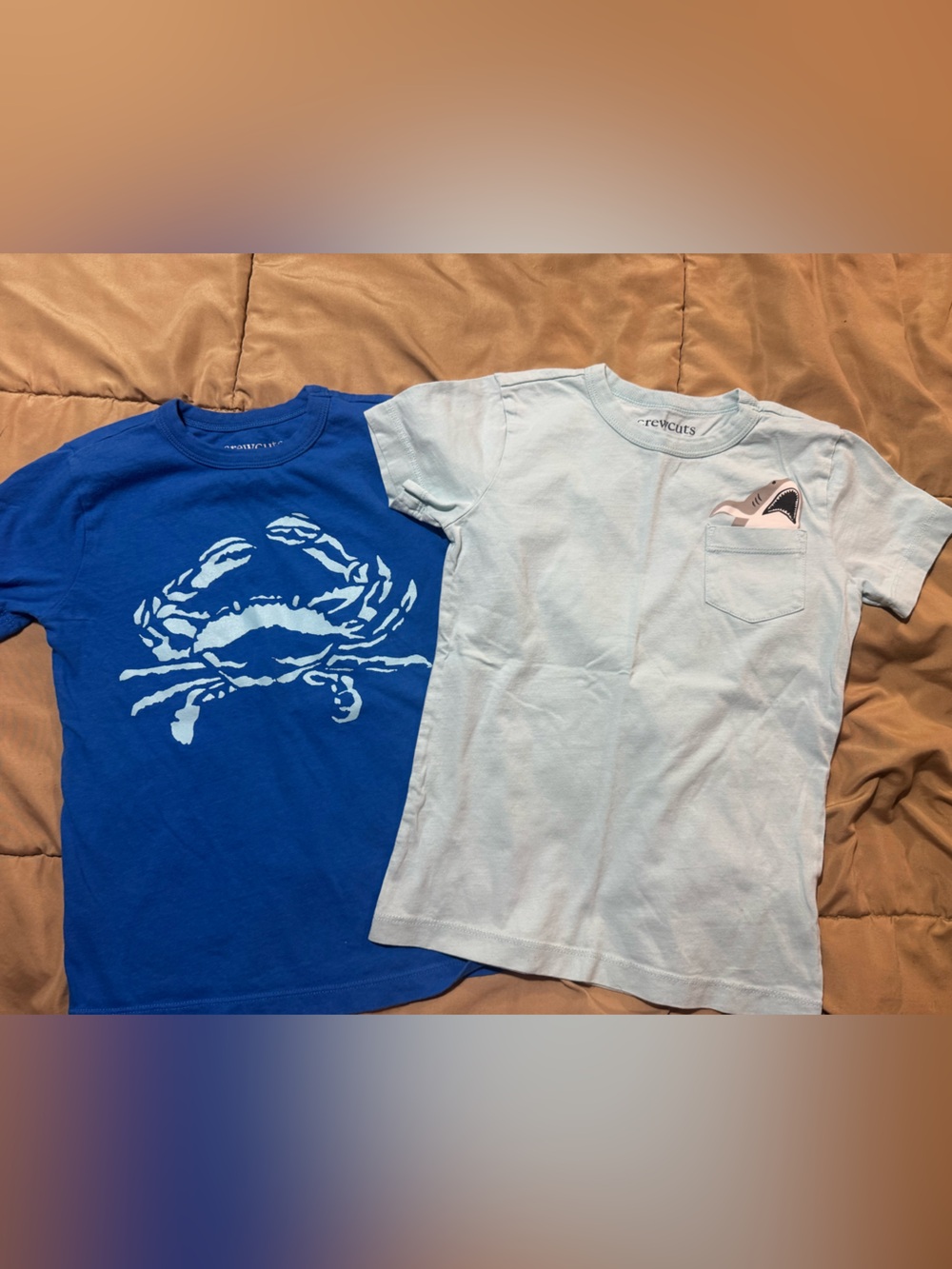 Boys Crew Cuts Light Blue shark Pocket Tee - Blue Crab shirts size 4/5